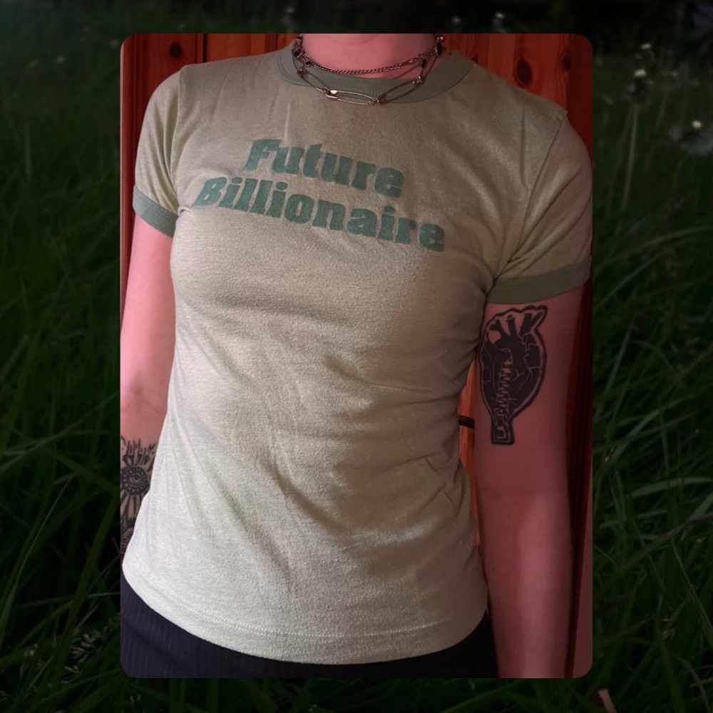 “Future Billionaire” Green Ringer Tee